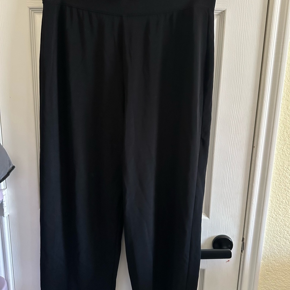 Susan Graver Black Stretch Wide-Leg Pants- XL - Nylon Spandex 28 inch inseam